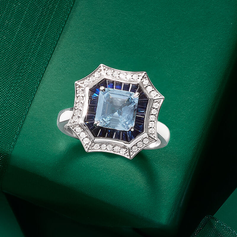 2.70 ct. t.w. Multi-Gemstone and .17 ct. t.w. Diamond Ring in 14kt White Gold image number 3