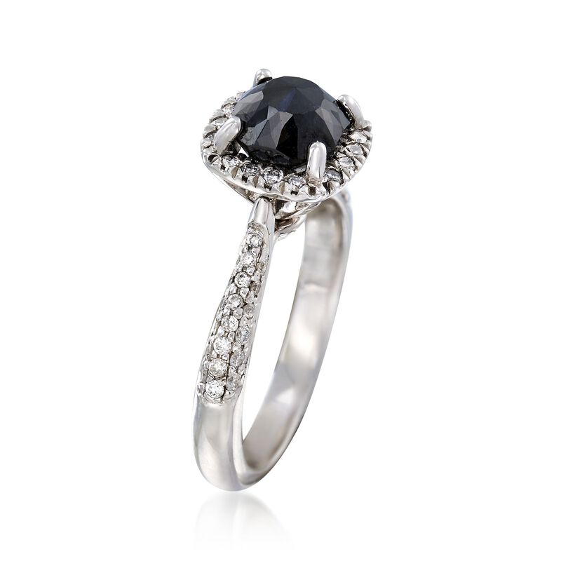 2.48 ct. t.w. Black and White Diamond Halo Ring in 14kt White Gold image number 2