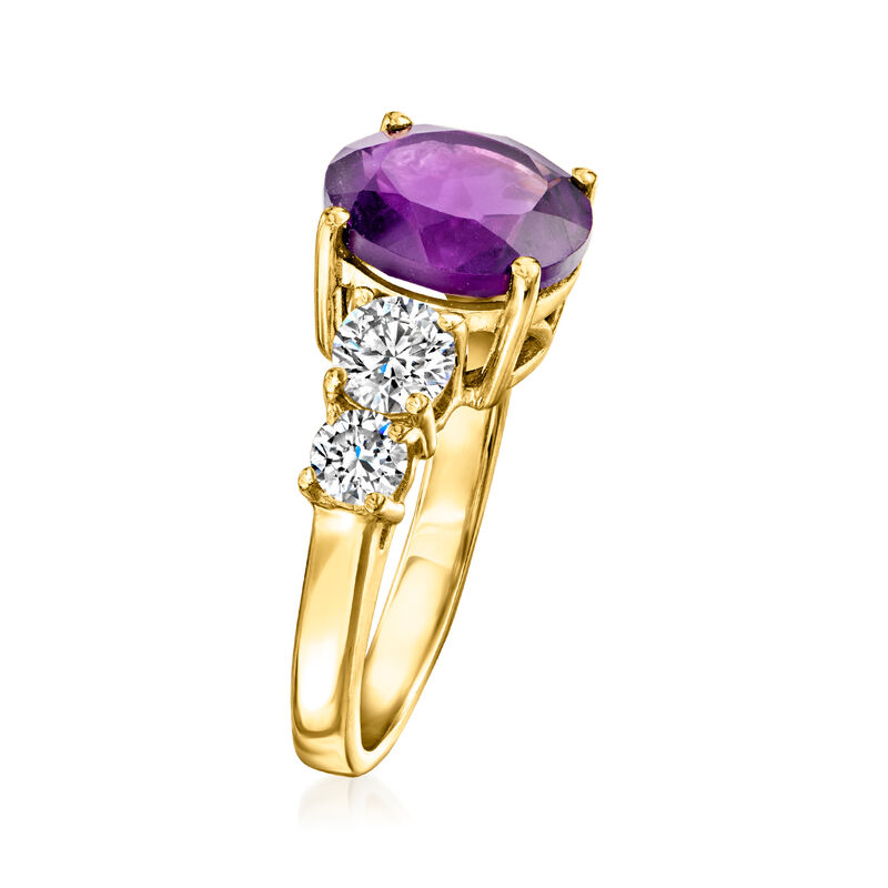 3.30 Carat Amethyst Ring with 1.02 ct. t.w. Lab-Grown Diamonds in 18kt Gold Over Sterling image number 2
