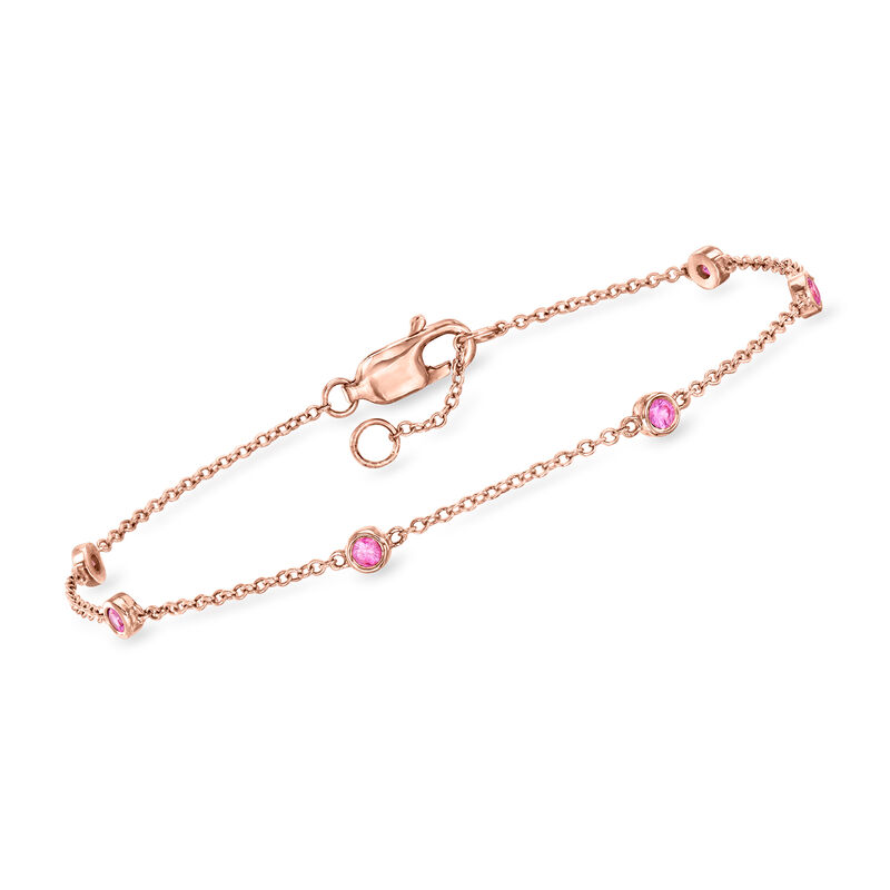 .20 ct. t.w. Pink Sapphire Station Bracelet in 14kt Rose Gold image number 0