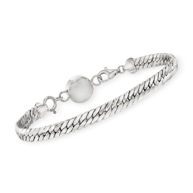 Italian Sterling Silver Diamond-Cut Magnetic Clasp Converter image number 3