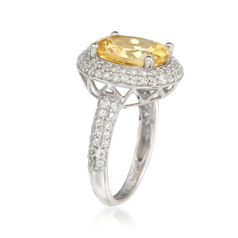 4.30 Carat Citrine Ring with 1.10 ct. t.w. Simulated White Sapphires in Sterling Silver image number 2