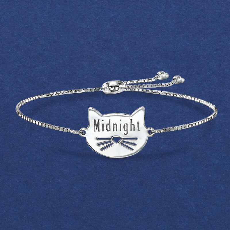 Plain - Sterling Silver Cat Bolo Bracelet  image number 3