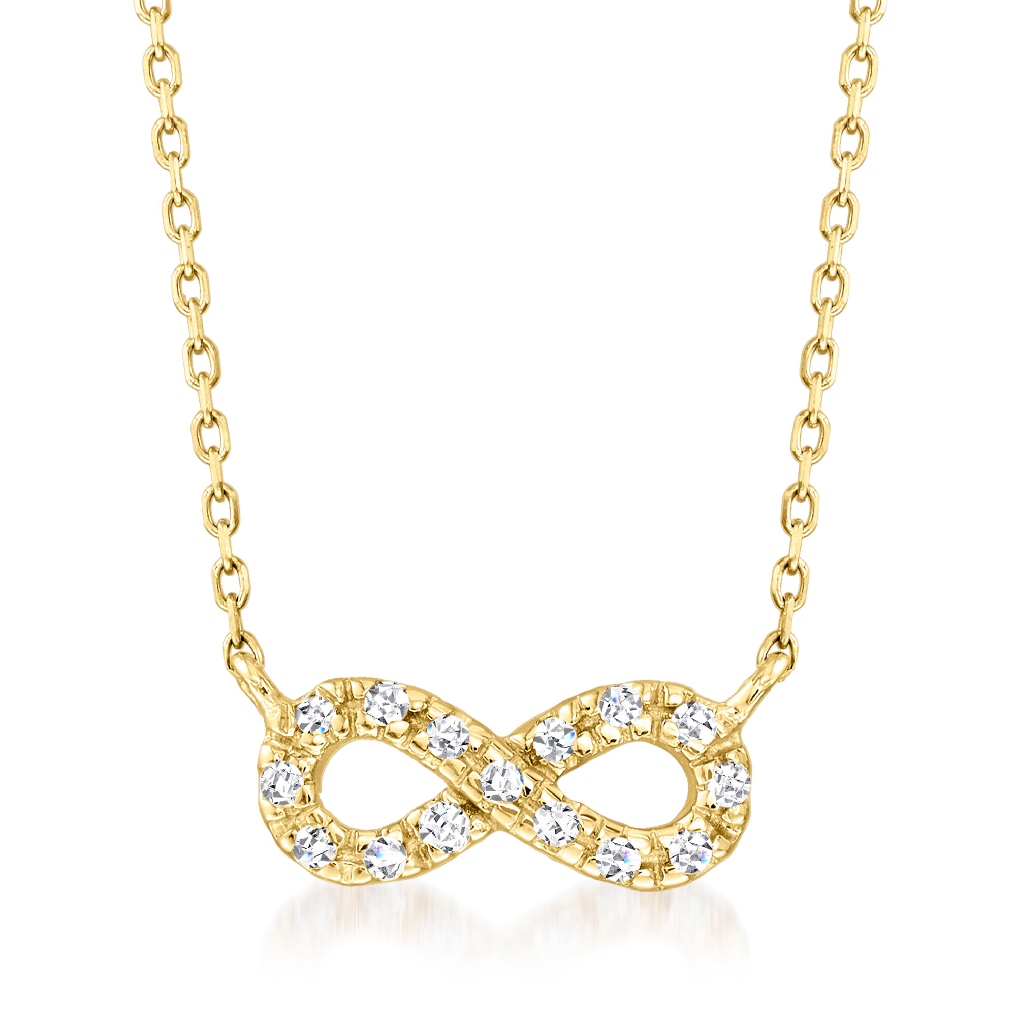 Diamond-Accented Infinity Necklace in 14kt Yellow Gold