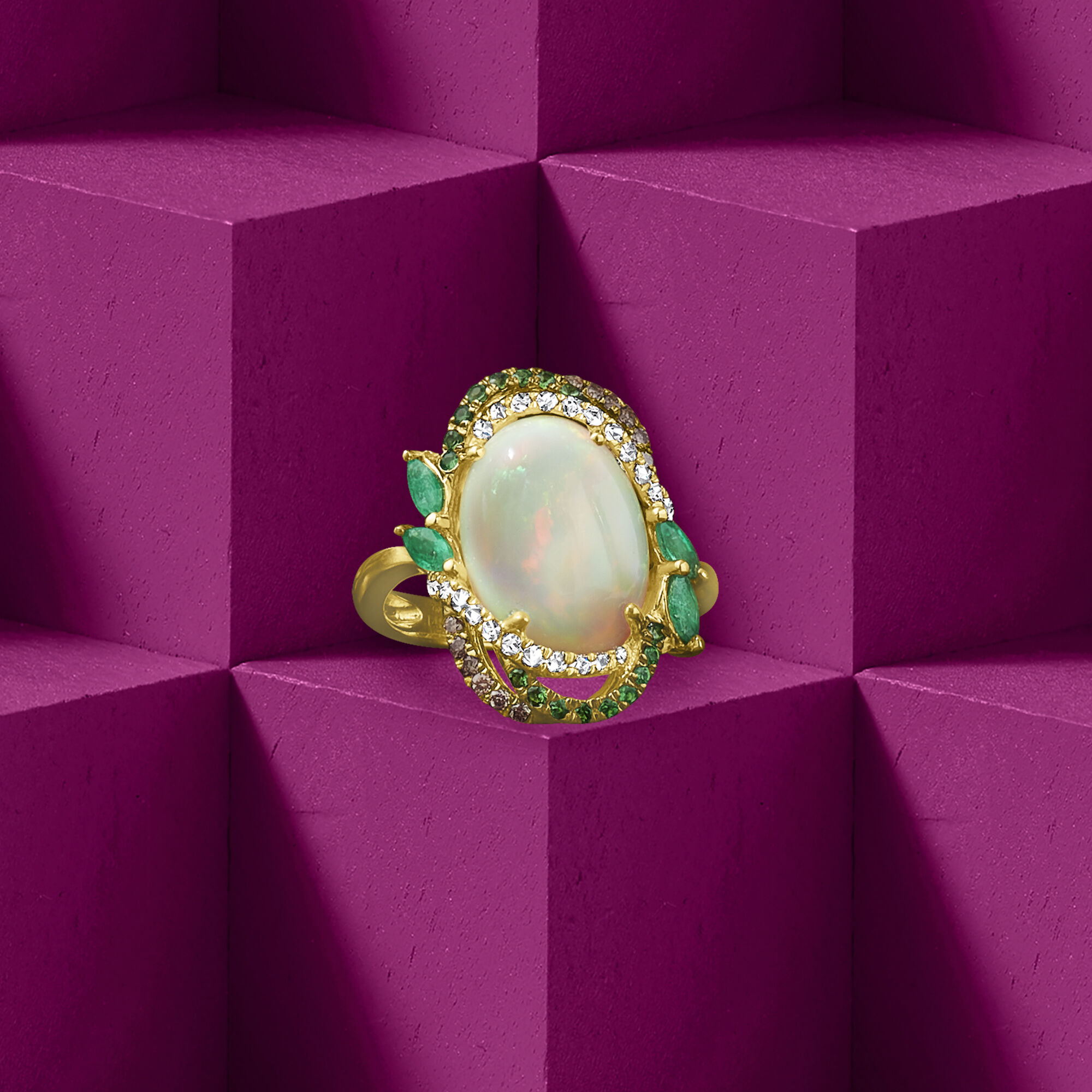 Ethiopian Opal and .40 ct. t.w. Multi-Stone Ring With.27 ct