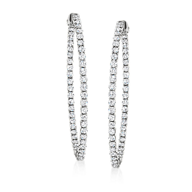 6.50 ct. t.w. Diamond Inside-Outside Hoop Earrings in 14kt White Gold. 2&quot; image number 2