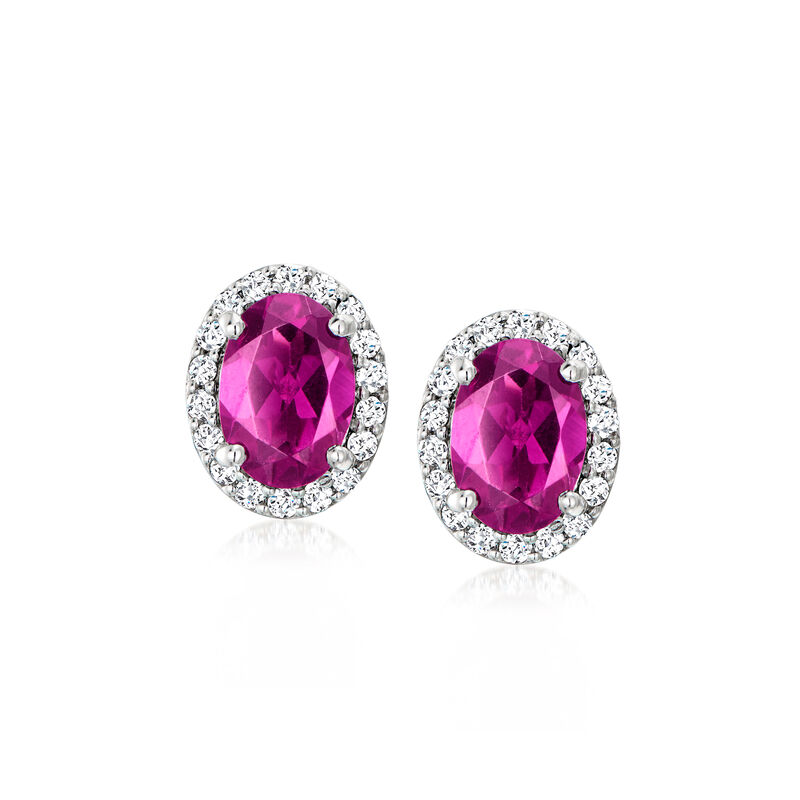 1.90 ct. t.w. Rhodolite Garnet Earrings with .22 ct. t.w. Diamonds in Platinum image number 0