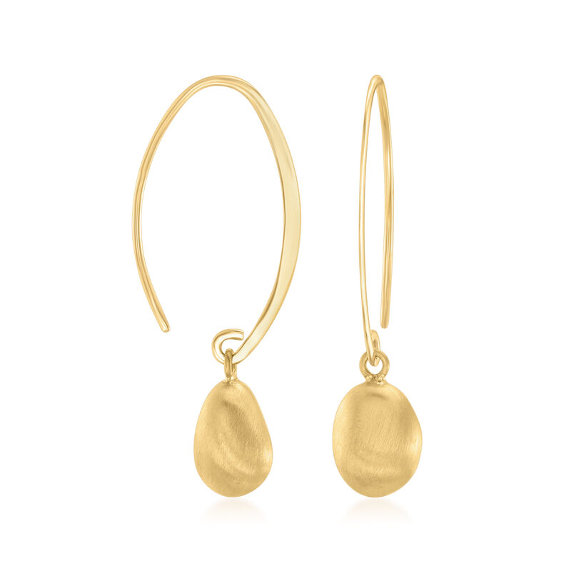 14kt Yellow Gold Satin-Finished Bead Drop Earrings image number 2