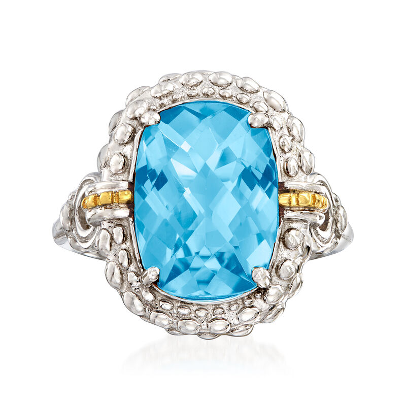 Phillip Gavriel &quot;Popcorn&quot; 6.00 Carat Blue Topaz Ring in Sterling Silver with 18kt Yellow Gold   image number 0