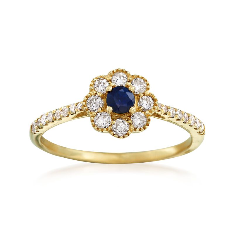 .10 ct. t.w. Sapphire and .38 ct. t.w. Diamond Ring in 14kt Yellow Gold image number 0