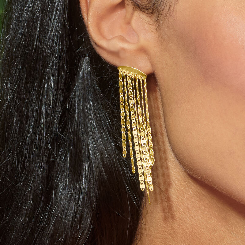 Italian 18kt Gold Over Sterling Mirror-Link Chandelier Earrings image number 3