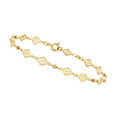 Italian 10kt Yellow Gold Ricami Floral Station Bracelet