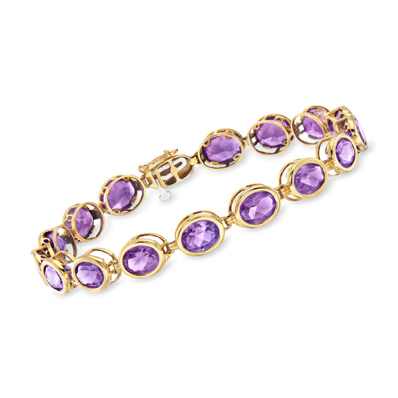 C. 1980 Vintage 18.40 ct. t.w. Amethyst Bracelet in 14kt Yellow Gold. 7.5&quot; image number 0