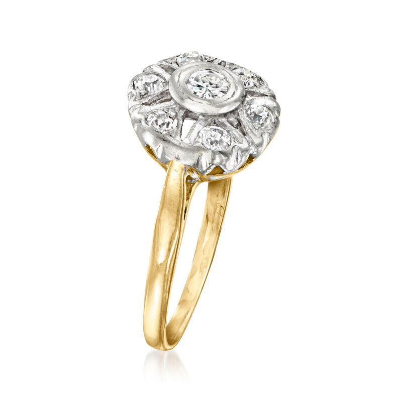 C. 1960 Vintage .33 ct. t.w. Diamond Flower Ring in 14kt Two-Tone Gold. Size 6 image number 2