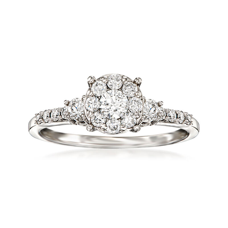 C. 2000 Vintage .50 ct. t.w. Diamond Cluster Ring in 14kt White Gold image number 0