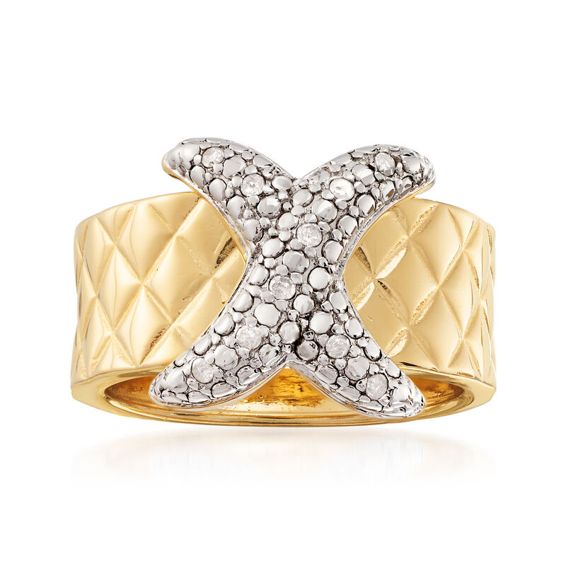 .10 ct. t.w. Diamond X-Motif Ring in 18kt Gold Over Sterling image number 0