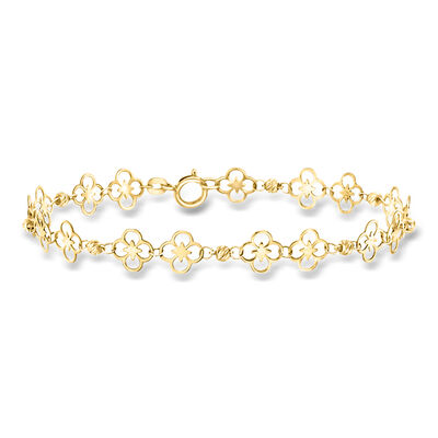 Italian 10kt Yellow Gold Floral Ricami Bead Station Bracelet