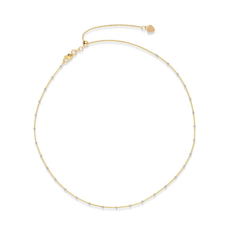 14kt Two-Tone Gold Bead Station Choker Necklace image number 0