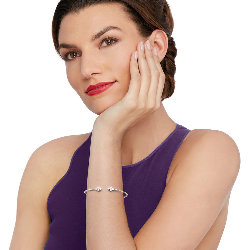 Gabriel Designs .40 ct. t.w. Diamond Clover Cuff Bracelet in 14kt White Gold. 7&quot; image number 1