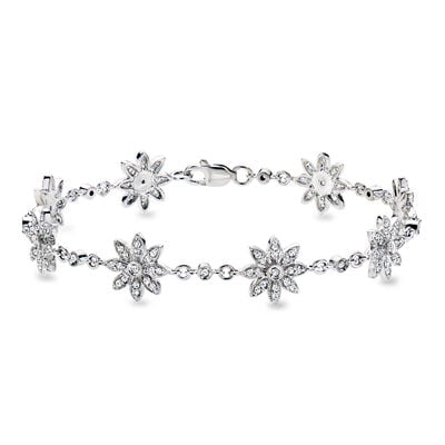C. 1990 Vintage 1.15 ct. t.w. Diamond Flower Bracelet in 14kt White Gold