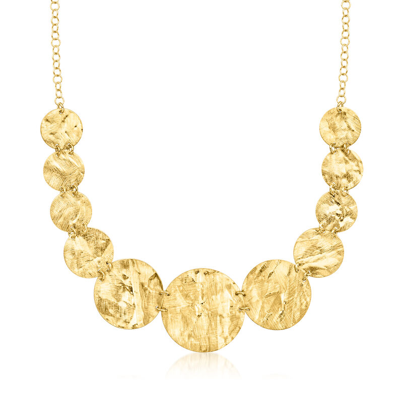 Italian 18kt Gold Over Sterling Graduated Disc Necklace. 18&quot; image number 1