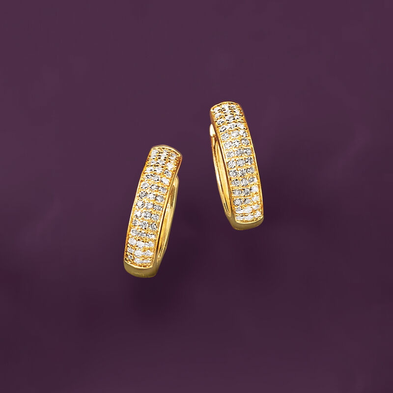 .25 ct. t.w. Diamond Hoop Earrings in 18kt Gold Over Sterling image number 2