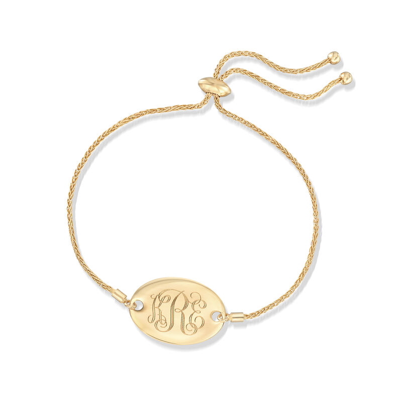 14kt Yellow Gold Personalized Oval Bolo Bracelet image number 2