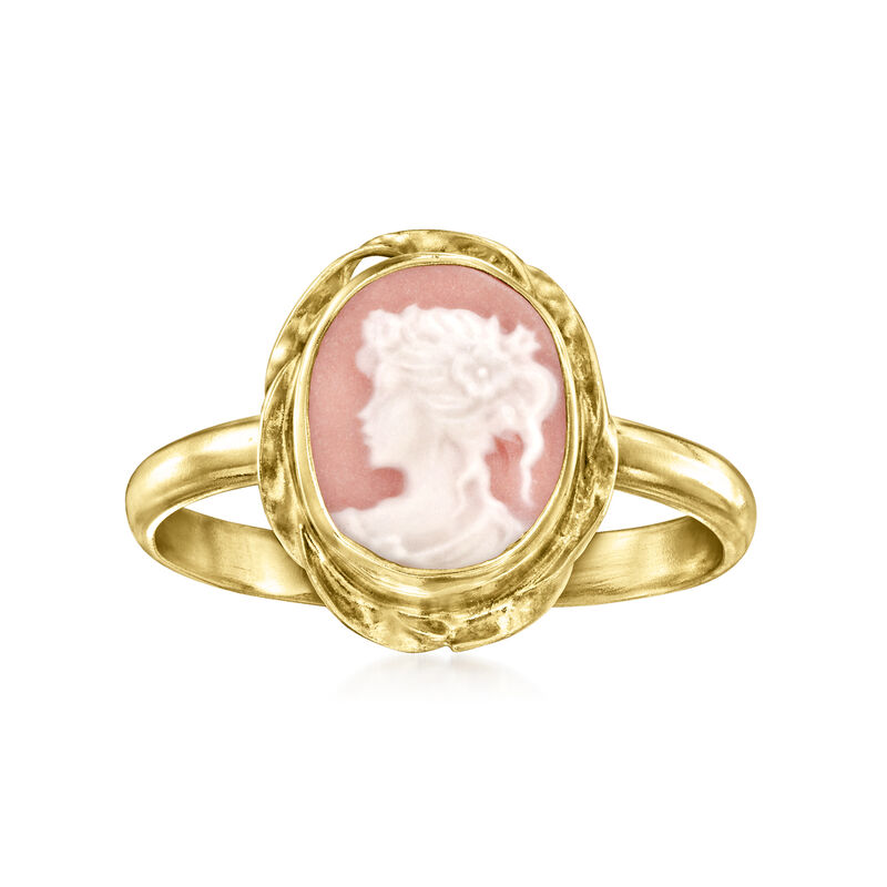 Italian Pink Porcelain Cameo Ring in 18kt Gold Over Sterling image number 0