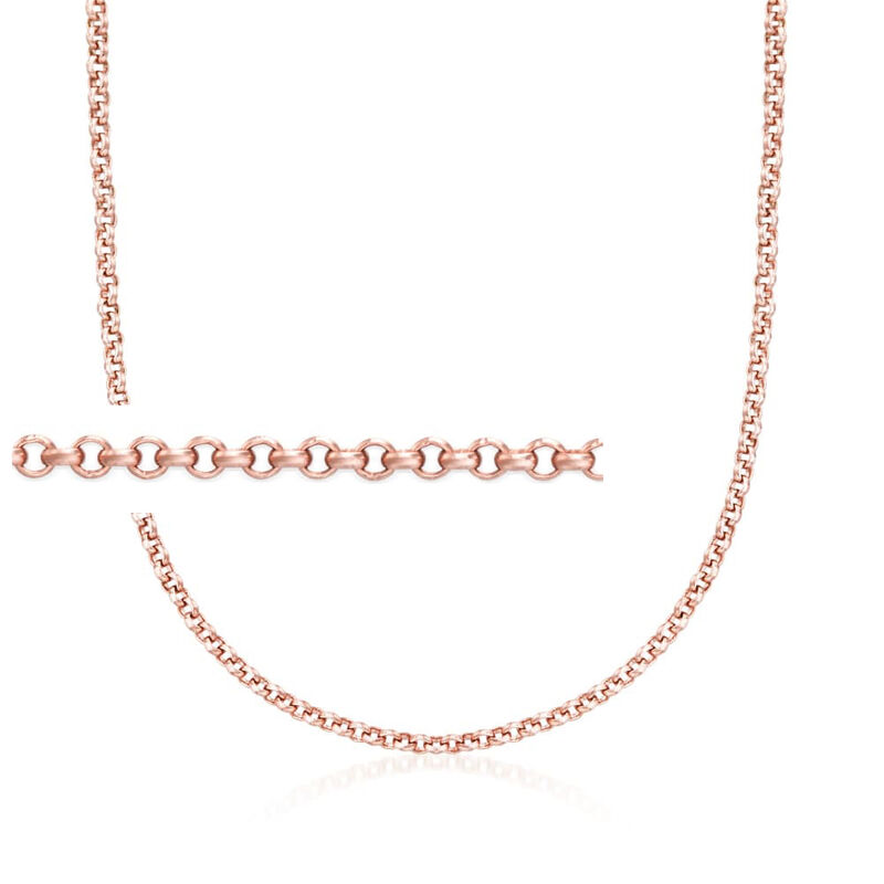 Belle Etoile 2mm 14kt Rose Gold Over Sterling Silver Rolo-Link Necklace. 18&quot; image number 1