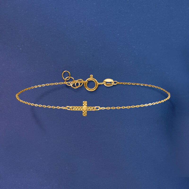 Italian 10kt Yellow Gold Sideways Cross Bracelet image number 2