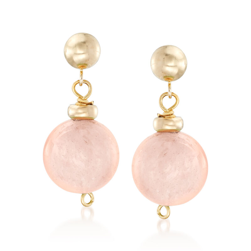14.00 ct. t.w. Morganite Bead Drop Earrings in 14kt Yellow Gold image number 0