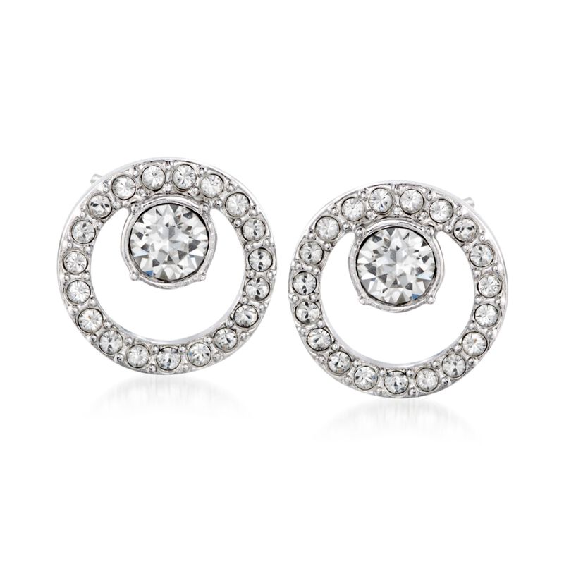 Swarovski Crystal &quot;Creativity&quot; Crystal Open Circle Earrings in Silvertone image number 0