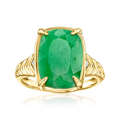 5.50 Carat Emerald Ring with Lab-Grown Diamonds in 18kt Gold Over Sterling
