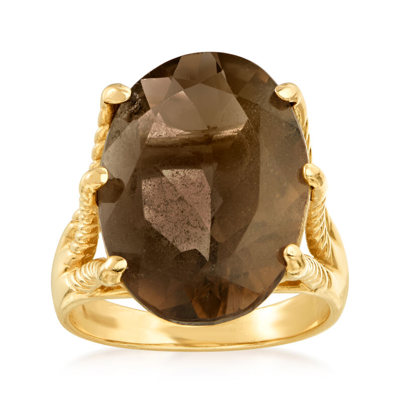 C. 1990 Vintage 10.40 Carat Smoky Quartz Ring in 14kt Yellow Gold image number 0