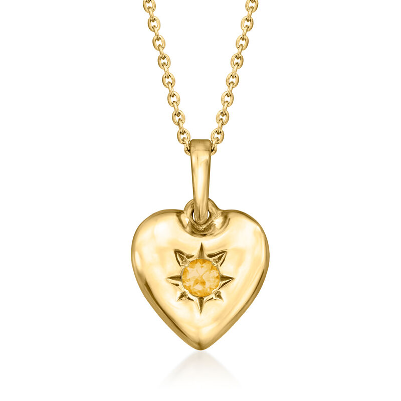 Birthstone Heart Pendant Necklace in 18kt Gold Over Sterling image number 1