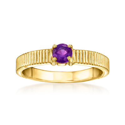 .20 Carat Amethyst Ridged Ring in 18kt Gold Over Sterling