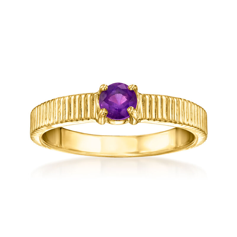 .20 Carat Amethyst Ridged Ring in 18kt Gold Over Sterling image number 0