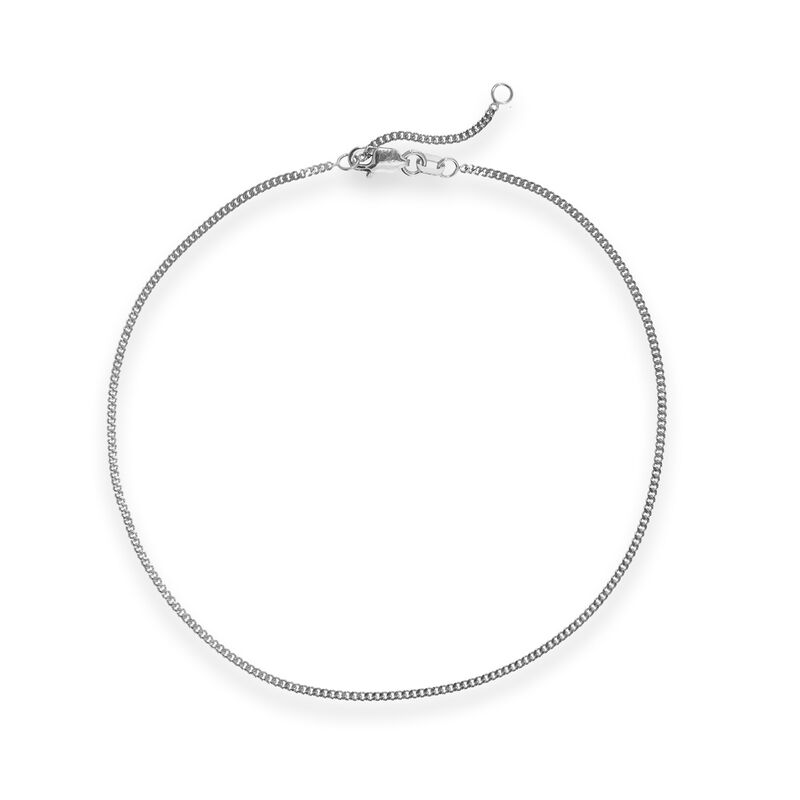 14kt White Gold Curb Chain Anklet image number 0