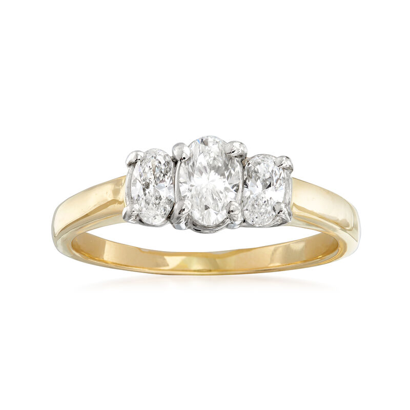C. 1990 Vintage 1.05 ct. t.w. Diamond Three-Stone Ring in 14kt Yellow Gold. Size 8 image number 0