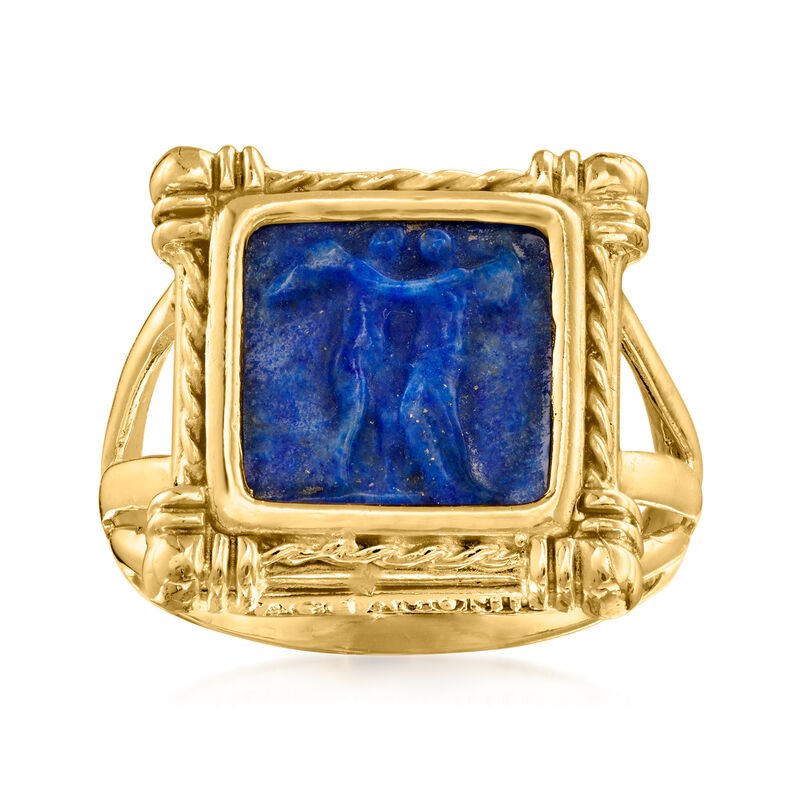 Italian Tagliamonte Lapis Cameo Ring in 18kt Gold Over Sterling image number 0