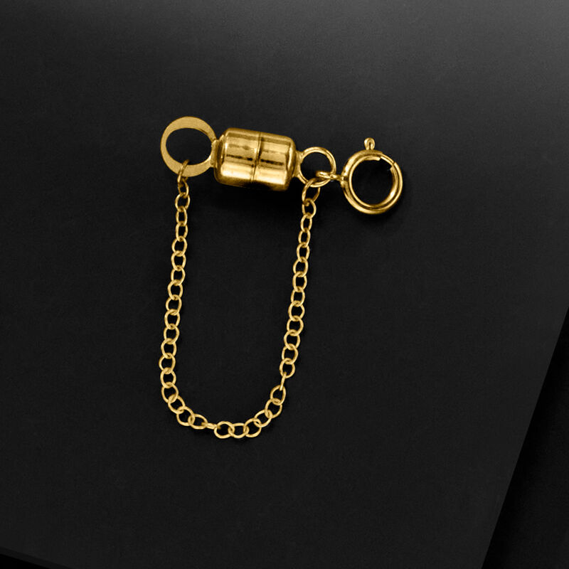Italian 14kt Yellow Gold Magnetic Clasp Converter with Safety Chain image number 2