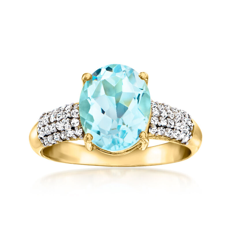 6.25 ct. t.w. Sky Blue Topaz and .20 ct. t.w. White Zircon Jewelry Set: Earrings and Ring in 18kt Gold Over Sterling image number 4