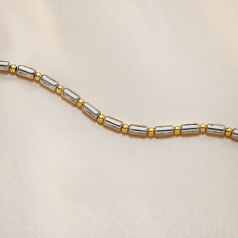 Sterling Silver and 18kt Gold Over Sterling Dot and Dash Station Bracelet. 7" image number 2