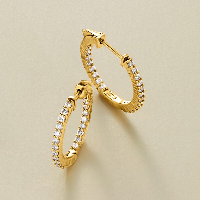 1.00 ct. t.w. Lab-Grown Diamond Inside-Outside Hoop Earrings in 18kt Gold Over Sterling. 3/4" image number 3