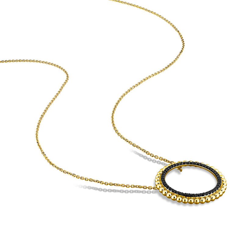 .25 ct. t.w. Black Diamond Eternity Circle Necklace in 14kt Yellow Gold. 17" image number 1