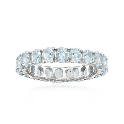 2.80 ct. t.w. Aquamarine Eternity Band in Sterling Silver