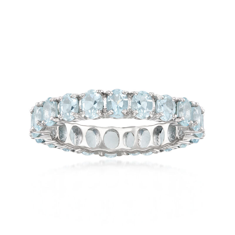 2.80 ct. t.w. Aquamarine Eternity Band in Sterling Silver image number 0