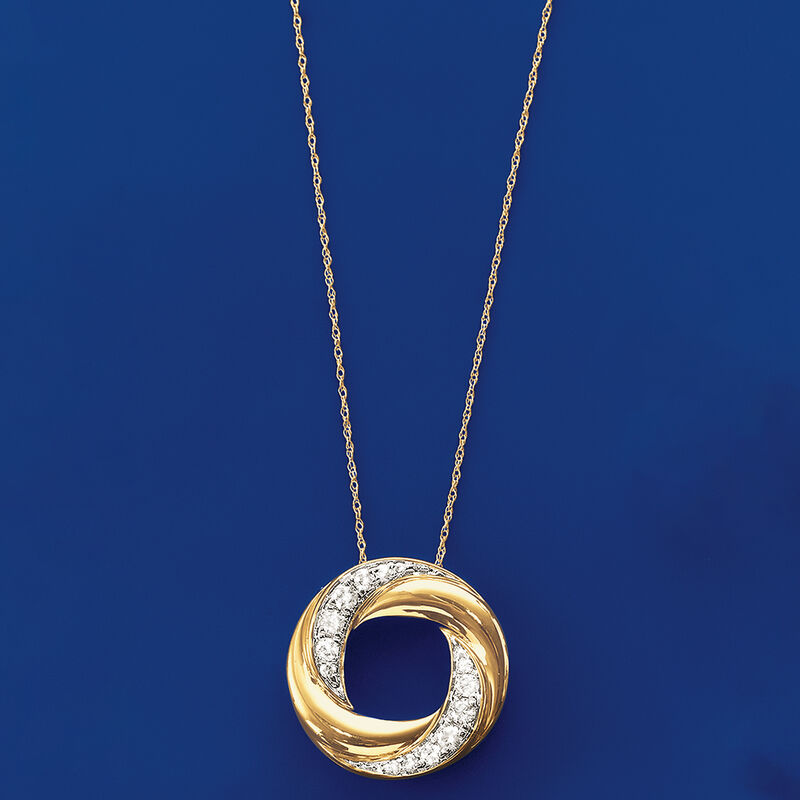 .50 ct. t.w. Diamond Twisted Circle Necklace in 14kt Yellow Gold. 18&quot; image number 2