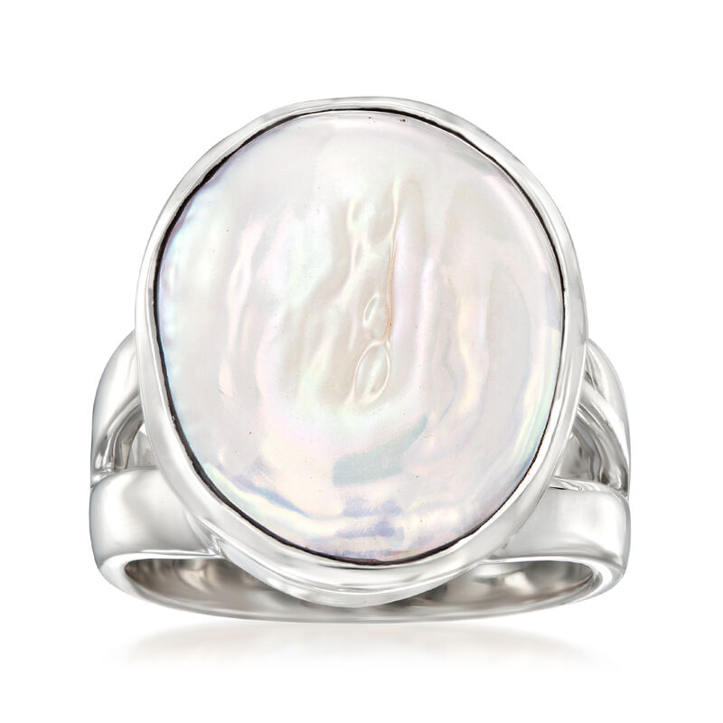 16.5-17.5mm Cultured Biwa Pearl Ring in Sterling Silver image number 0