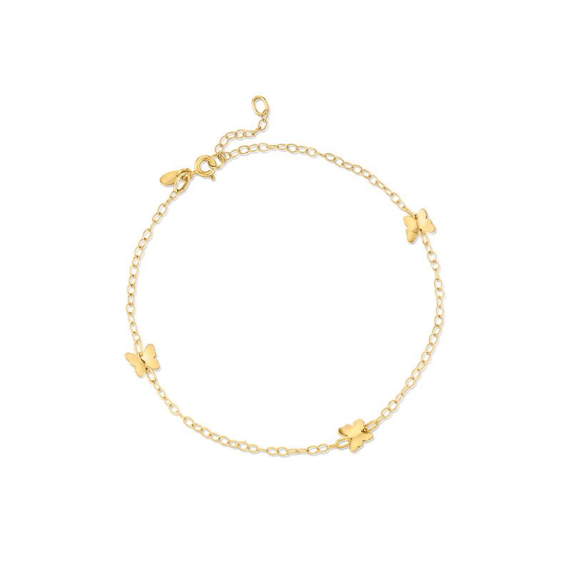 Italian 14kt Yellow Gold Butterfly Station Anklet. 9&quot; image number 0